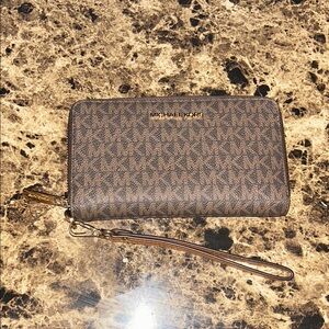 Michael Kors Monogram Brown Wristlet